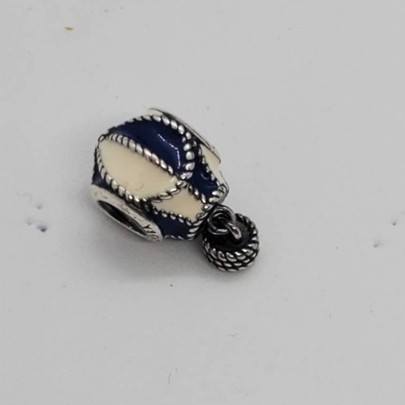Authentic Pandora Blue and White Enamel Sterling Silver Hot Air Balloon Charm - Picture 2 of 7